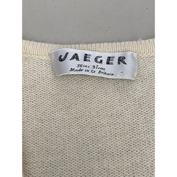 Vintage Jaeger Wrap Cardigan Cropped Jumper Lambswool Angora Ivory Sexy S/M 90's - Picture 7 of 16